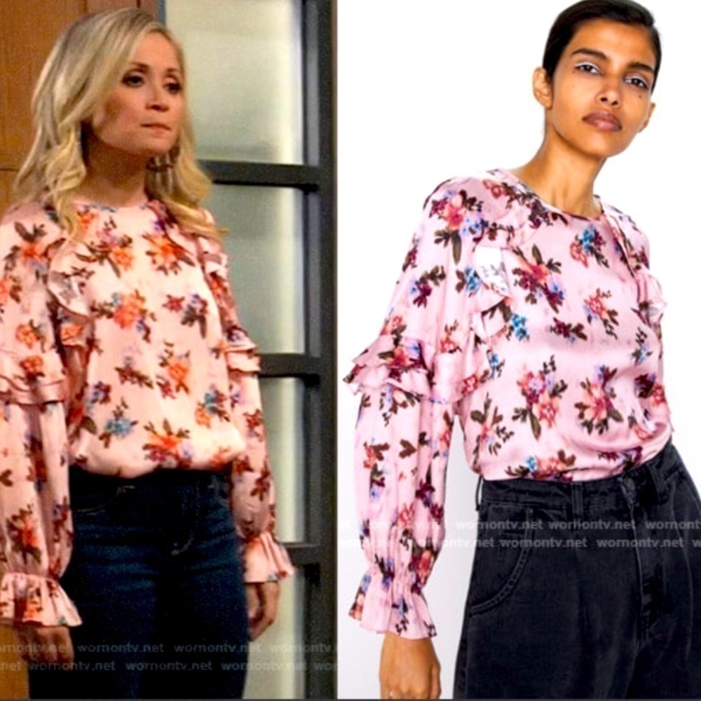 Zara “Worn on TV” Long Sleeve Floral Blouse Size Small Feminine Fairy